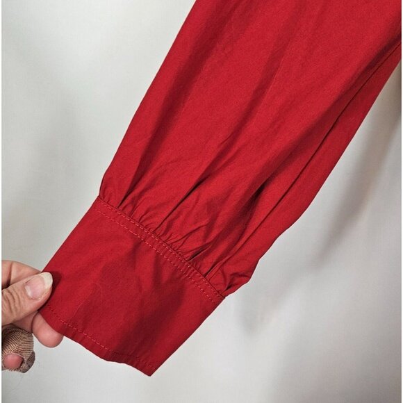 Weekend Max Mara Dress 0 Faiti Cherry Red Cotton A-Line Pockets Belt Zipper FLAW - Picture 5 of 16